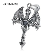joymark devil wing key 925 sterling silver cross pendant for men and women retro thai silver magic wand staff pendant tsp257
