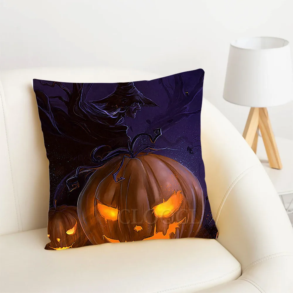 

CLOOCL Halloween Pillow Cover Dark Witch Pumpkins Printed Pillowcase 3D Print Zipper Cushion Cover For Festival