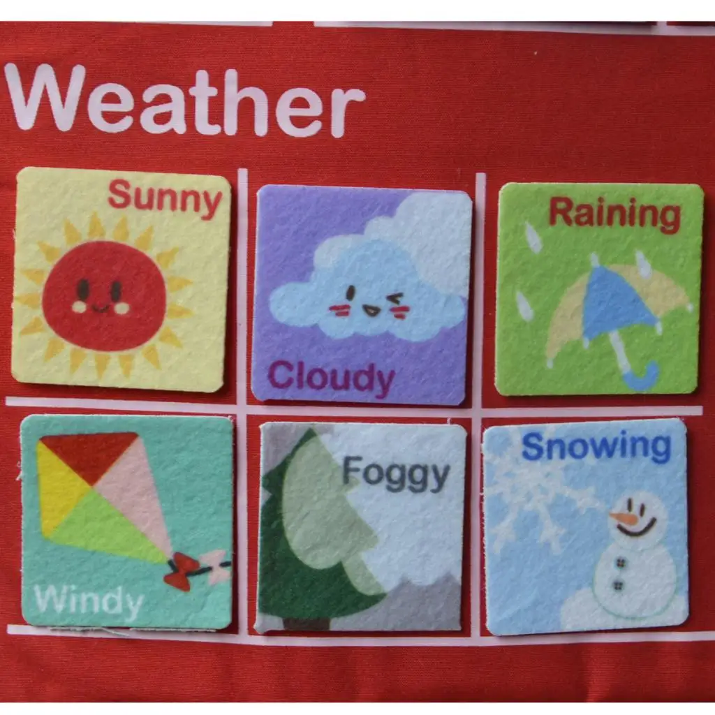 

Fabric Calendar Learning Chart Crafts with Weather Season Months Week Date Letters - For Kids Early Education