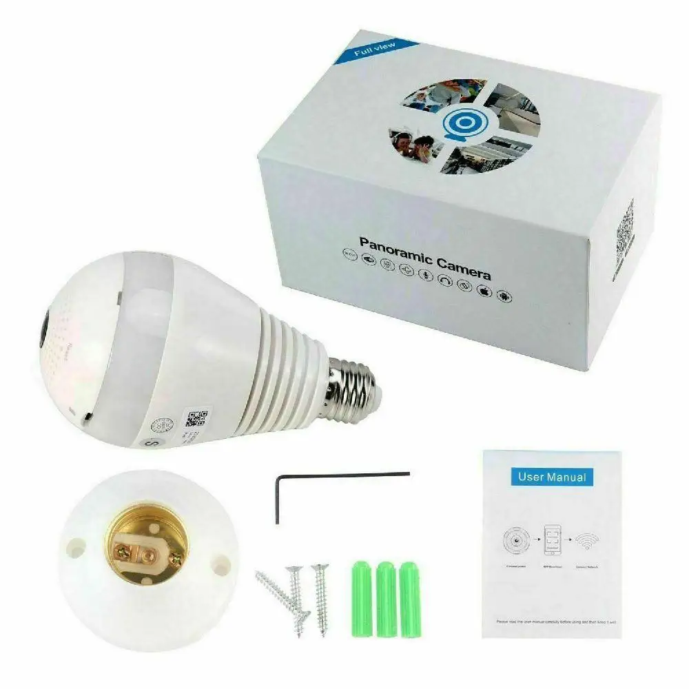 DishyKooker HD 360 панорамный Скрытая Wi Fi IP Камера Светильник лампы охранных
