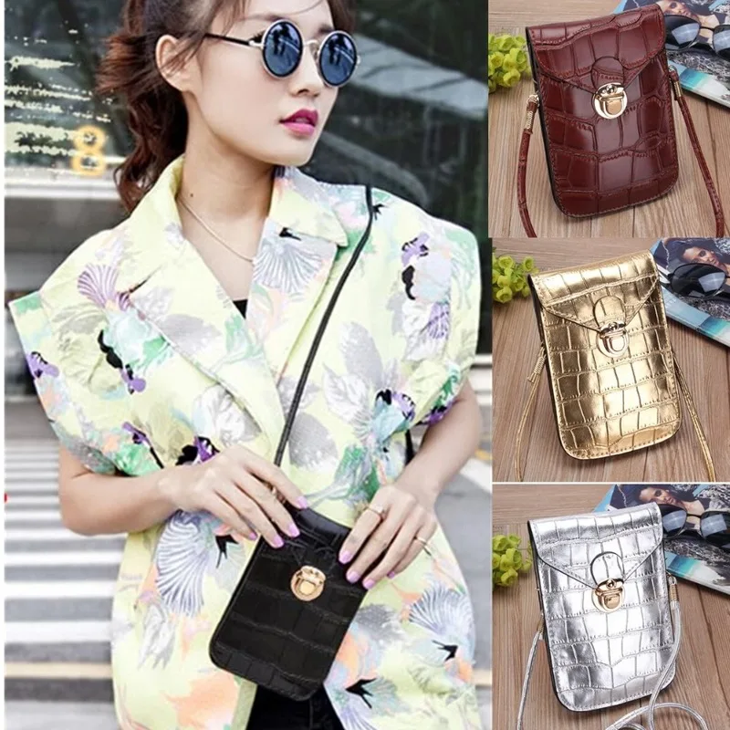 

Silver Mobile Phone Mini Bags Small Clutches Shoulder Bag Crocodile Leather Women Handbag Black Clutch Purse Handbag Flap Black