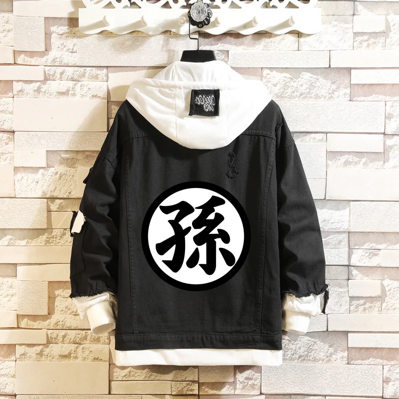 

Anime Denim Jacket Unisex Ripped hole Cosplay hoodie Japanese style Harajuku Hip Hop Cosplay Costumes Hooded Windbreaker