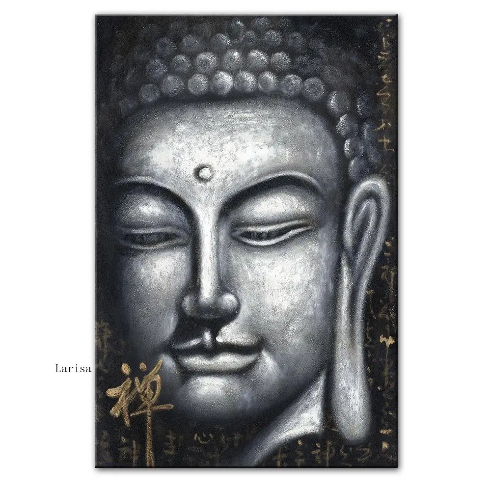 

Vintage Silver Buddha Oil Paintings Print On Canvas Chinese Style Buddhism Wall Art Poster Prints Wall Pictures for Home Decor