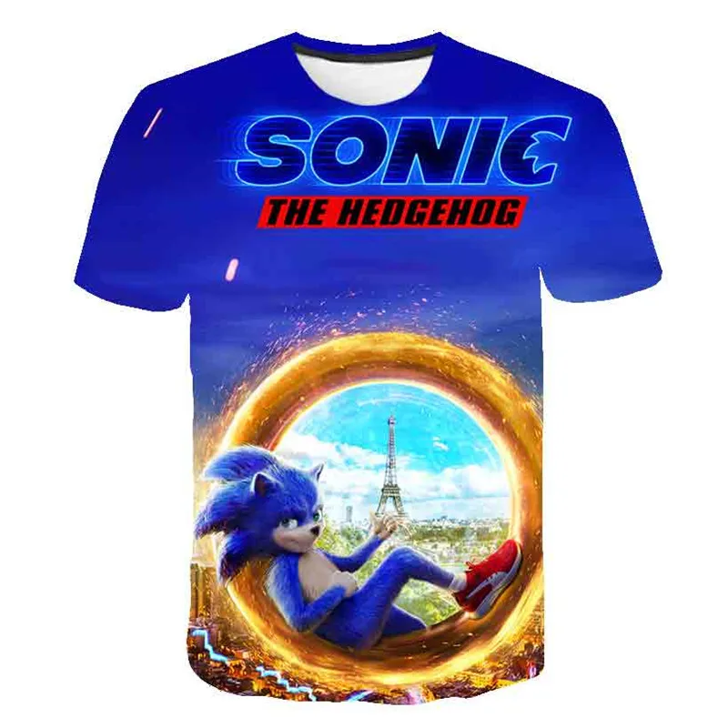 

2021 Summer Kids Clothes Short Sleeve 3D Cartoon Printed Sonic T Shirt for Streetwear Fashion Boys And Girls Children Tops
