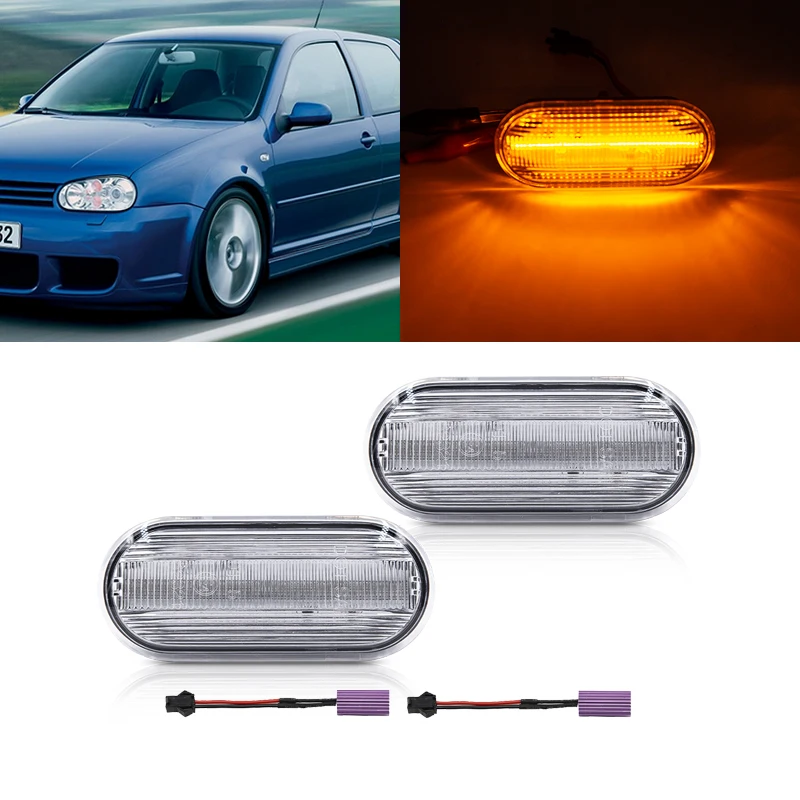 

Подходит для VW MK4 Golf/Jetta (Фольксваген Джетта)/Бора 2000-2004 Passat B5/B5.5 MK4 GTI/R32 Жук Новый динамический Янтарный Полный Canbus светодиодные, боковые, габа...