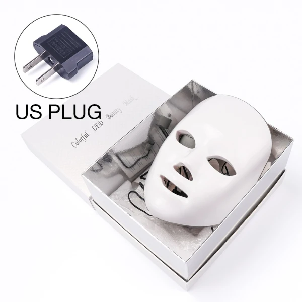 US Plug Box 7 цветов светильник светодиодный маска для лица омоложение кожи светодиодный маска фототерапия уход за лицом Красота анти отбеливание акне маска для удаления морщин - Цвет: US Plug Box