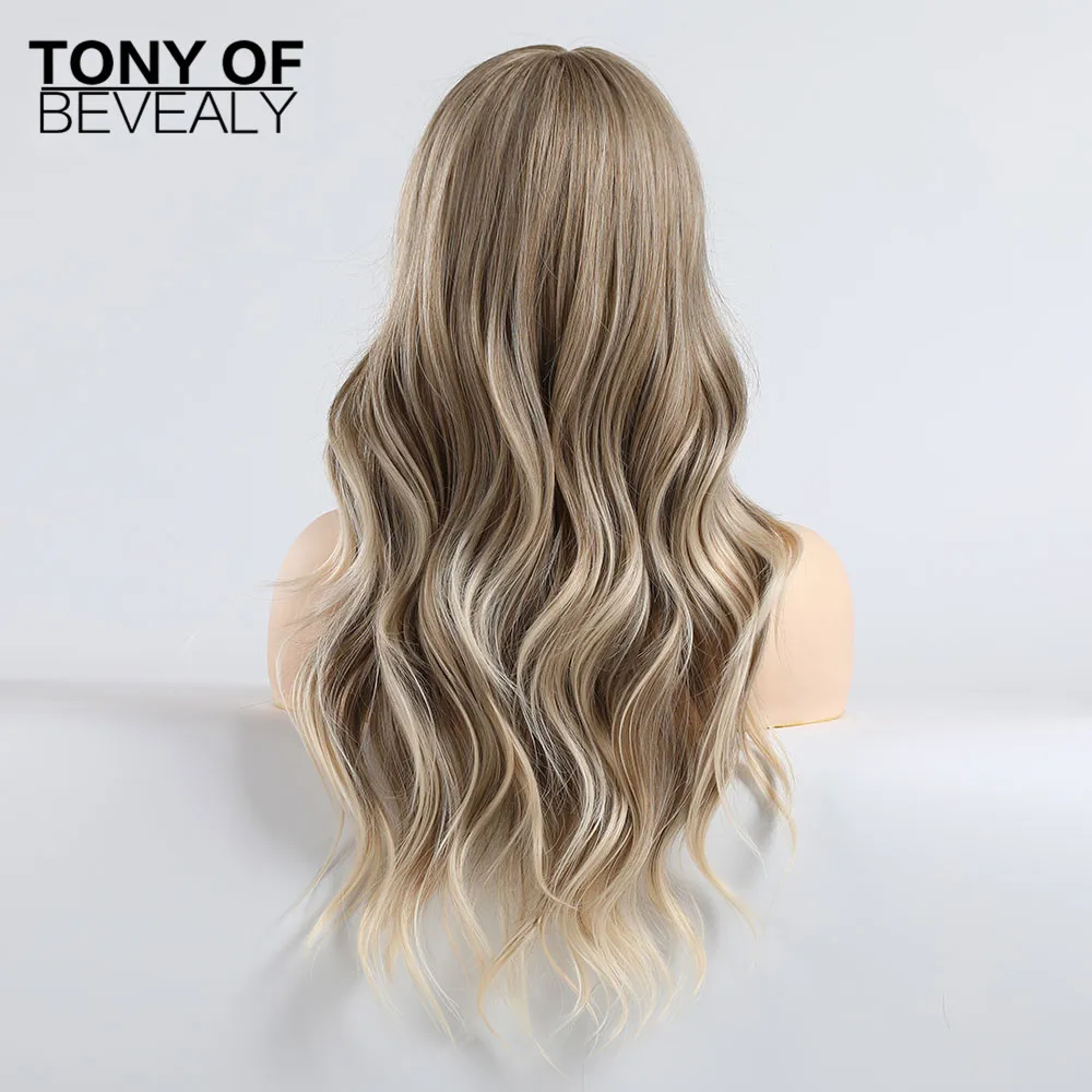 Женские длинные волнистые парики из блонд с эффектом омбре пушистой воздушной