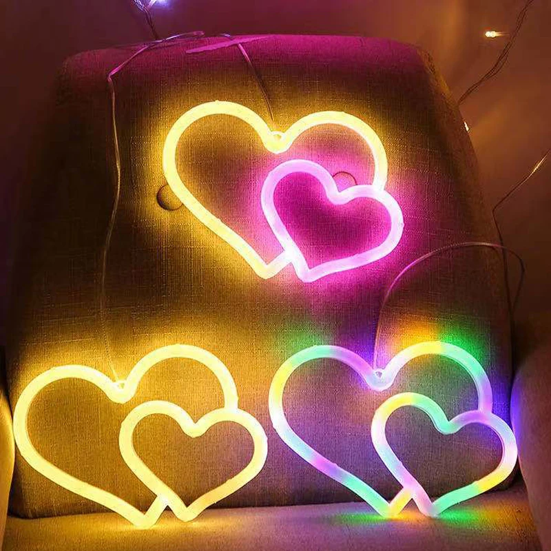 

Night Ligh USB Powered Banana Cactus Pineapple Coconut Tree Love Popsicle Hello Rose Led Backplane Neon Lights for Bedroom Decor