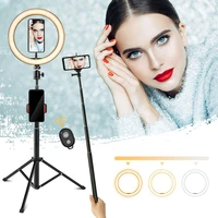 10 2 dimmable led selfie ring light video beauty ring lamp with tripod fill lighting for youtube makeup video studio