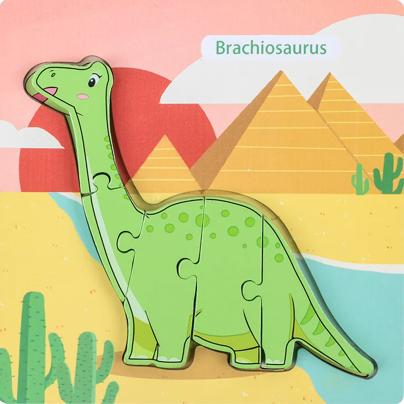 

Wooden 3D Puzzle Jigsaw Baby Learning Toys for Children Cartoon Dinosaur Puzzles Intelligence Kids Children Educational Toy