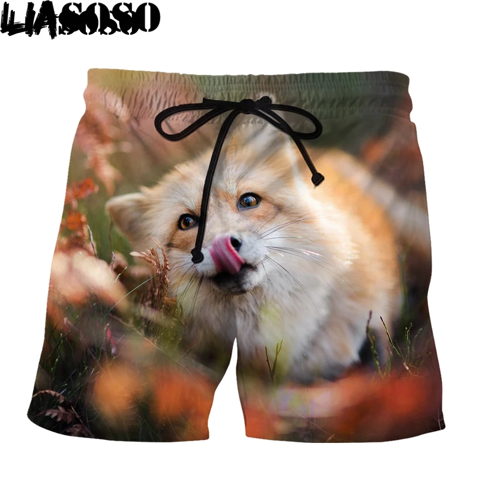 

LIASOSO Little Fox Animal 3D Printing Men Women New Pants Beach Sweatpants Shorts Oversized Kawaii Lovely Loose Fashion Casual