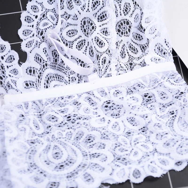 

High Quality White Bra Sets Push Up Seamless Embroidery Lace Sexy Lingerie Plus Size Women Transparent Underwear Set