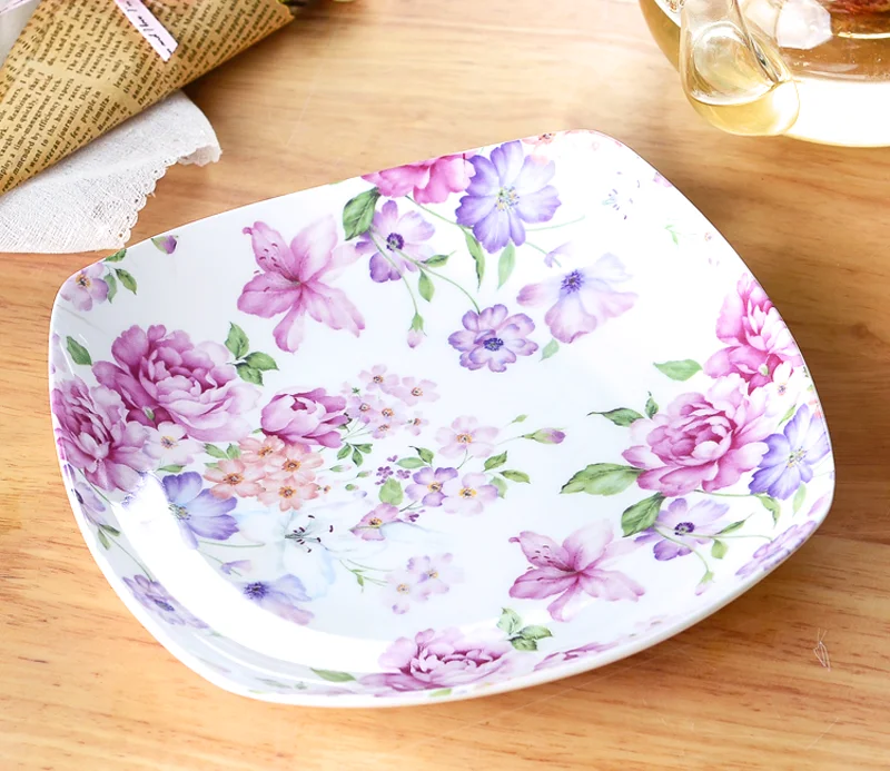 Квадратное блюдо из настоящего костяного фарфора 8 дюймов керамические тарелки