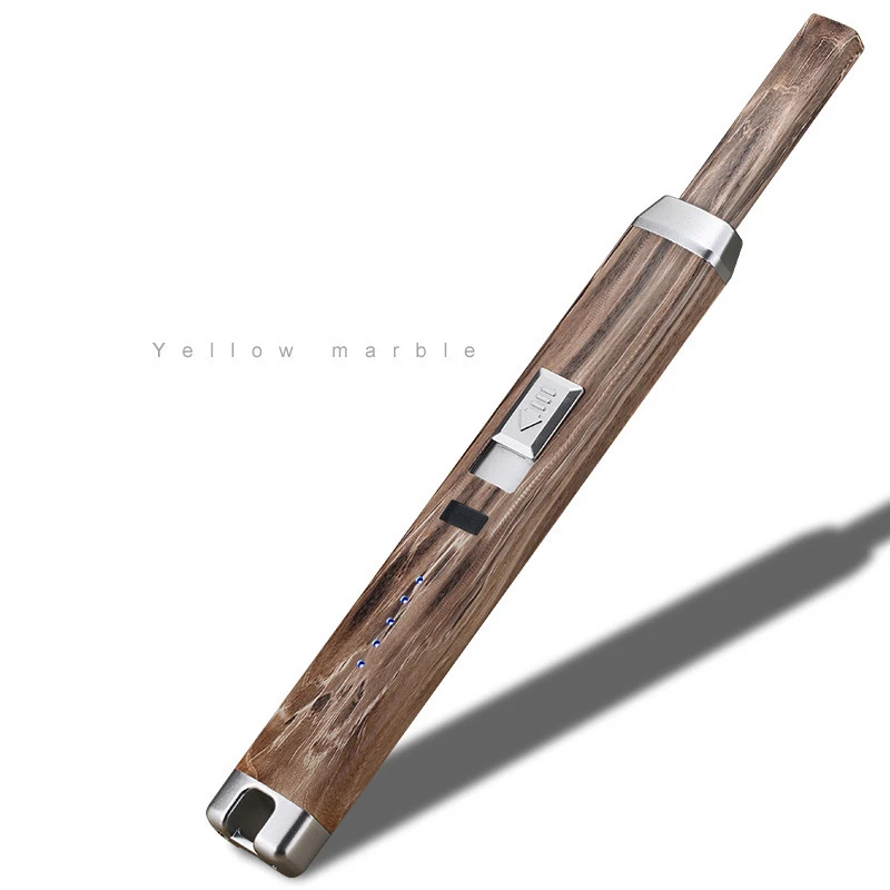 Yellow Stone USB перезаряжаемые ветрозащитные, импульсные портативные электронные дуговые зажигалки для кухонных свечей кемпинга - Цвет: Yellow Stone