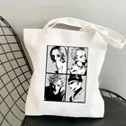 Японская многоразовая сумка для покупок в стиле аниме Харадзюку, складная Холщовая Сумка-тоут на плечо, Экологически чистая дорожная сумка для учеников и учебников