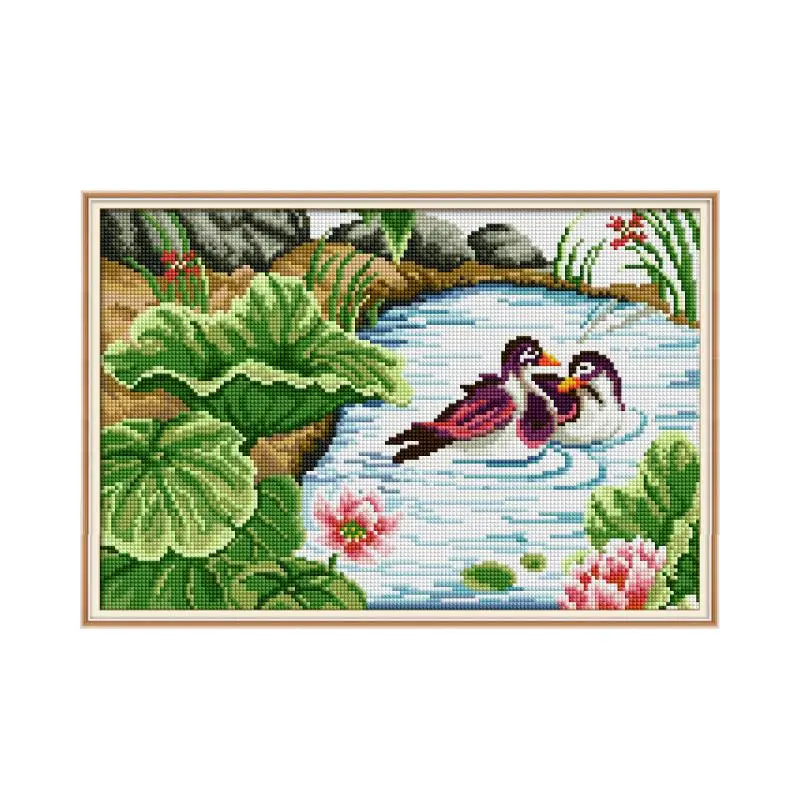 Набор для алмазной вышивки утка в лотосе|Алмазная мозаика и вышивка| |