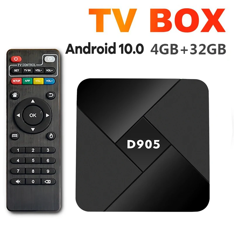 

ТВ-приставка D905 на Android 10,0, 4 + 32 ГБ, 1,5 ГГц, Wi-Fi 2,4 ГГц