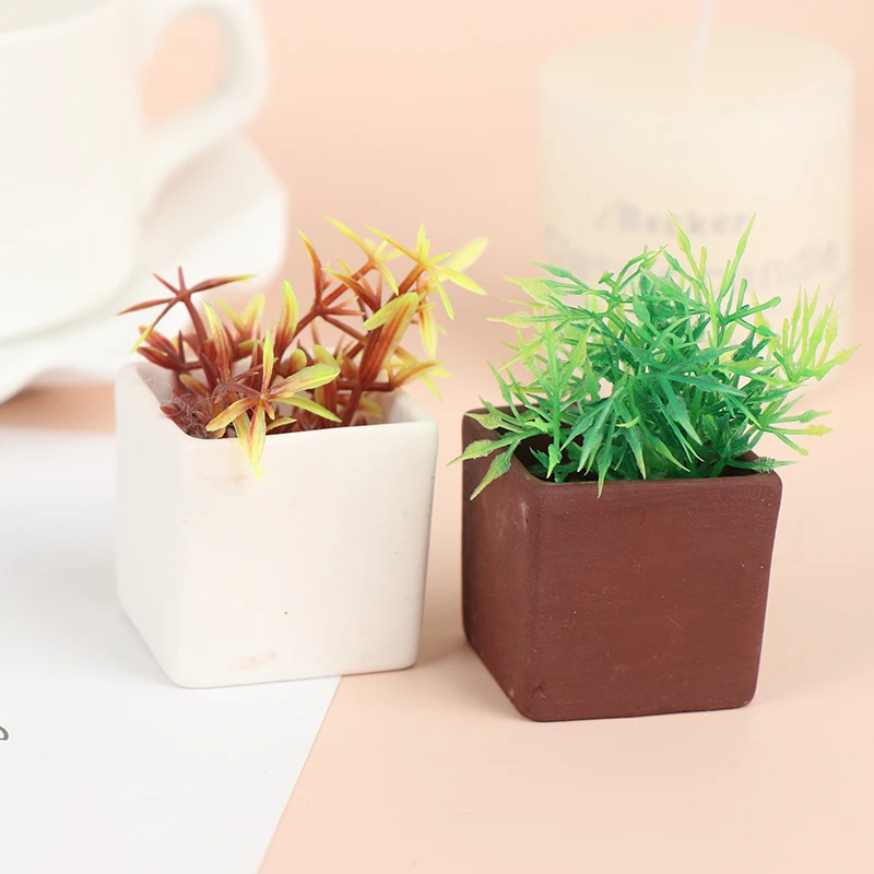 

1Pc Mini Miniature Ceramics Bonsai Flower Pot for 1/12 Dollhouse Fairy Garden Decor Accessories Doll House Collectibles