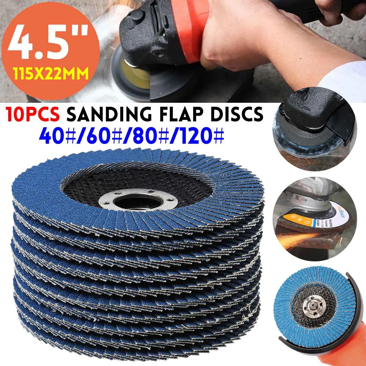 Профессиональные шлифовальные диски Drillpro круги с зернистостью 40/60/115 дюйма 4 5