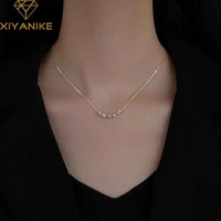 xiyanike silver color rectangle twist necklace for women ins trendy charm geometric jewelry accessories double present