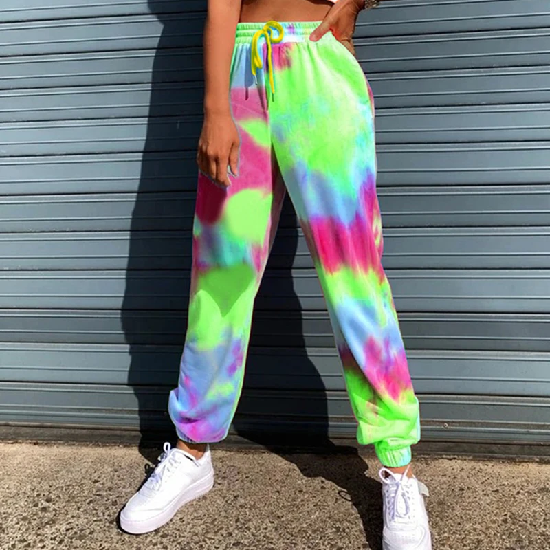 SFIT Tie Dye джоггеры с высокой талией длинные женские Мешковатые Штаны спортивные