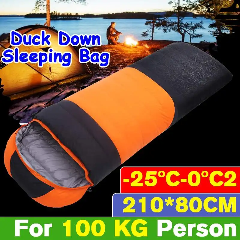 Goede 210Cm X 80Cm Winter Camping Slaapzak Lichtgewicht Warm & Koud Envelop Witte Eendendons Backpacken Slaapzak Voor Wandelen