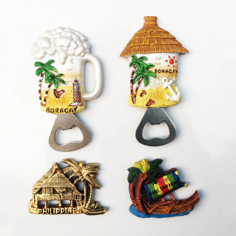 

QIQIPP Creative tourist souvenirs on Boracay Island, Philippines beach sunset magnet refrigerator stick bottle opener