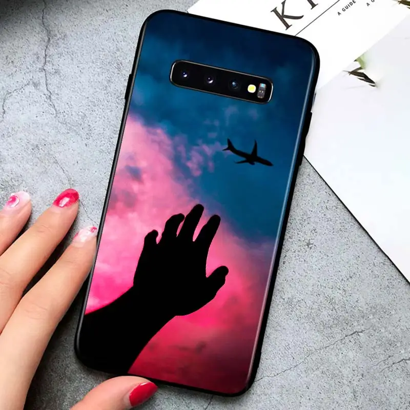 

Airplane Flying Travel for Samsung Galaxy S21 Ultra Plus 5G Note 20 10 9 8 S10 S9 S8 S7 S6 Edge Plus Black Phone Case