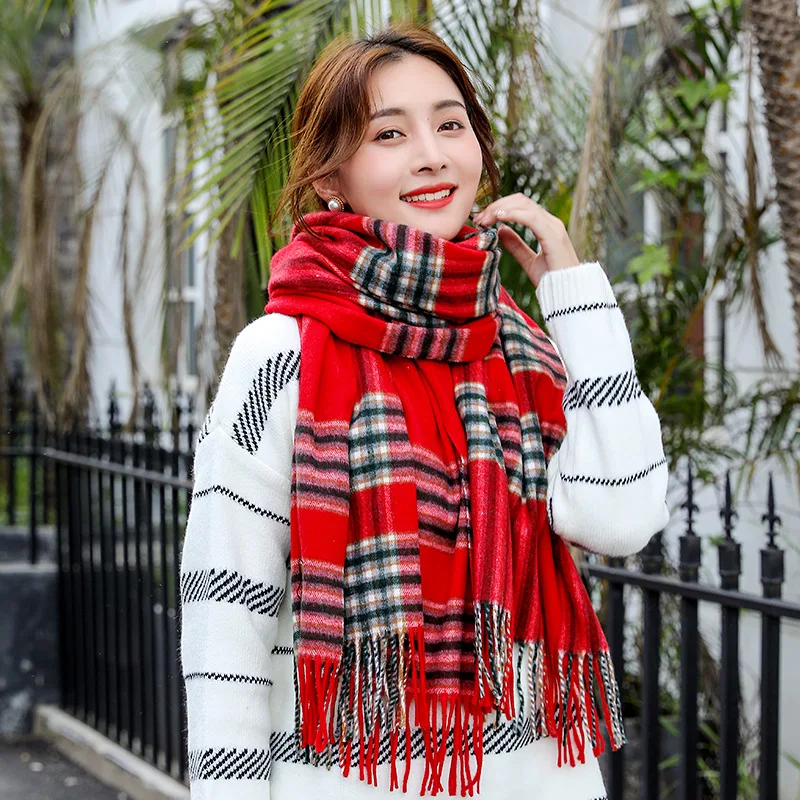 Бренд Yilian клетчатый кашемировый зимний шарф высшего качества плотный