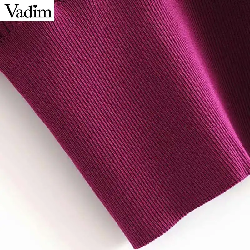 Женское элегантное платье vadim вязаный кроп Топ длинный рукав тонкие свитера