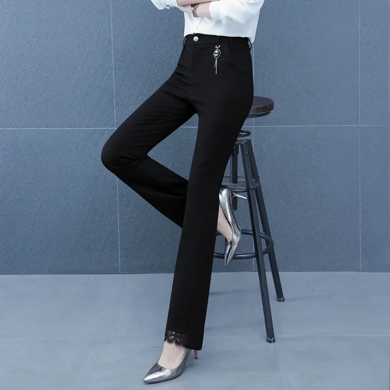 

Office Lady Flare Pants Spring Autumn Thin Casual Women's Trousers High Waist Large Size Suit Pants Women Clothing Black TA805
