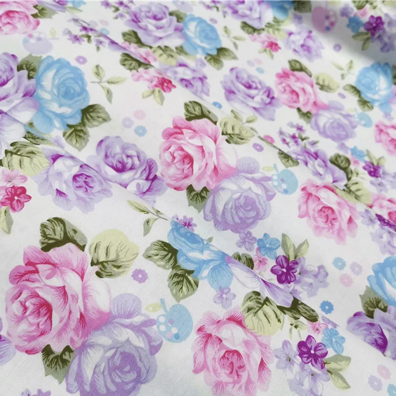 160 см ширина розовые фиолетовые синие цветущие цветы печатная фототкань 100%