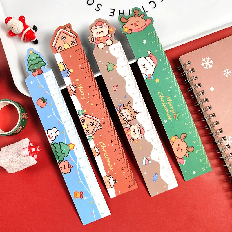 

15cm Cartoon RulerChristmas Magnetic Ruler Lovely Christmas Elk Soft Ruler Primary School Drawing Learning Measuring Tool Rulerr