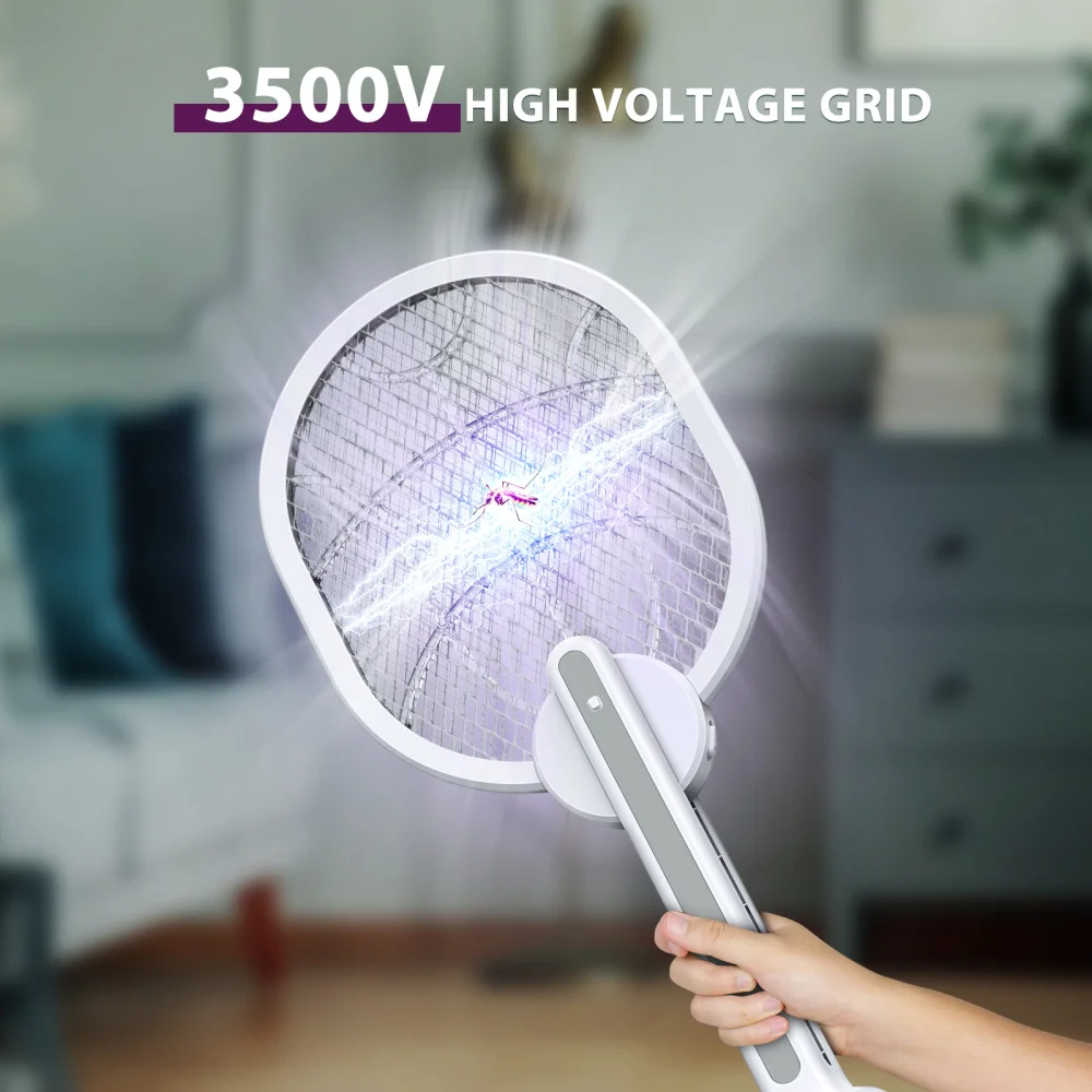 

Electric Mosquito Swatter 2-in-1 Retractable Fly Killer 1600mAh Bug Zapper Racket 3500V Function as Electric Mosquito