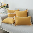 Скандинавская хлопковая льняная наволочка с кисточкой Американский Пастырское небольшой свежий диванную подушку льняная Подушка украшение для дома