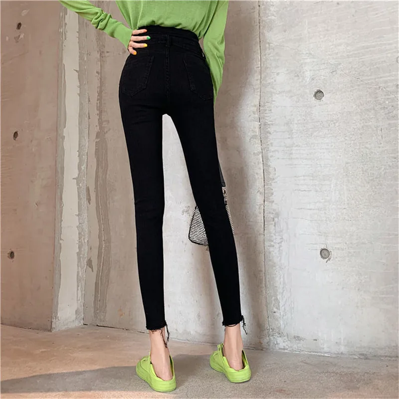 

Slim Jeans For Women Black Skinny High Waist Mom Jeans Blue Denim Pencil Pants Female Push up trousers streetwear mujer clothes