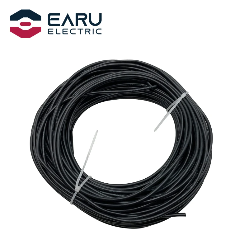 1-100M Heat-resistant Soft Electrical Silicone Wire Cable 8 10 12 14 16 18 20 22 24 26 28 30 AWG Red 5M Black Color for RC DIY |