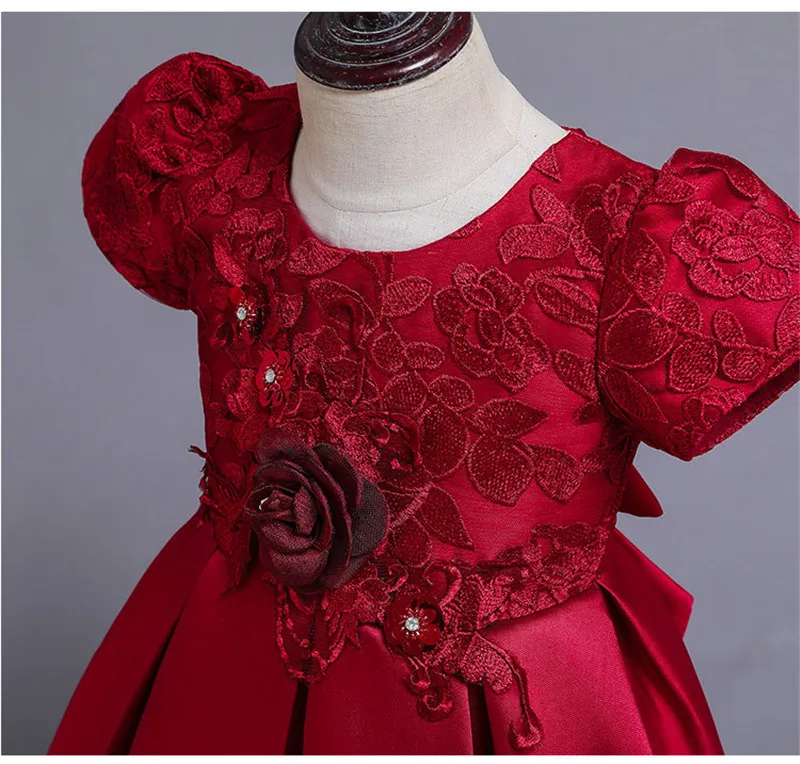 Flower Lace Dress Girls Clothes Princess Party Pageant Long Gown Kids Dresses for Girls Wedding Birthday Clothing