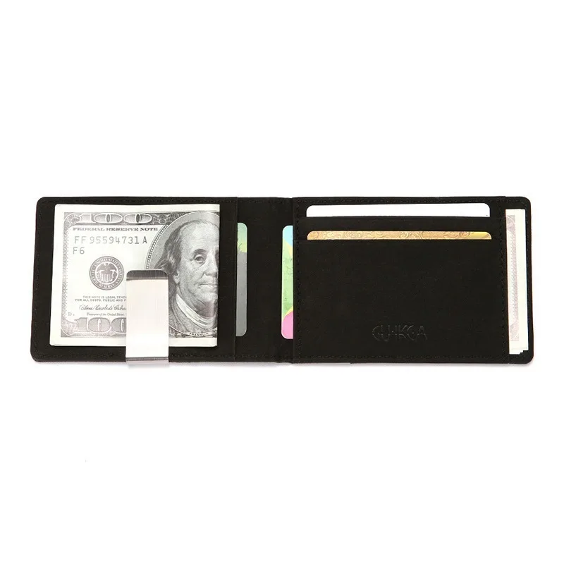 

RFID Cross Pattern PU Leather Credit Card Wallet Wallet Korean Style Stitching Stainless Steel Creative Dollar Clip
