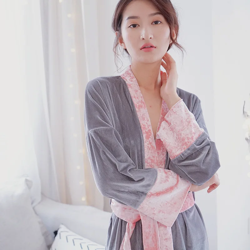 Женский новый халат сексуальный большой размер бархат элегантный темперамент