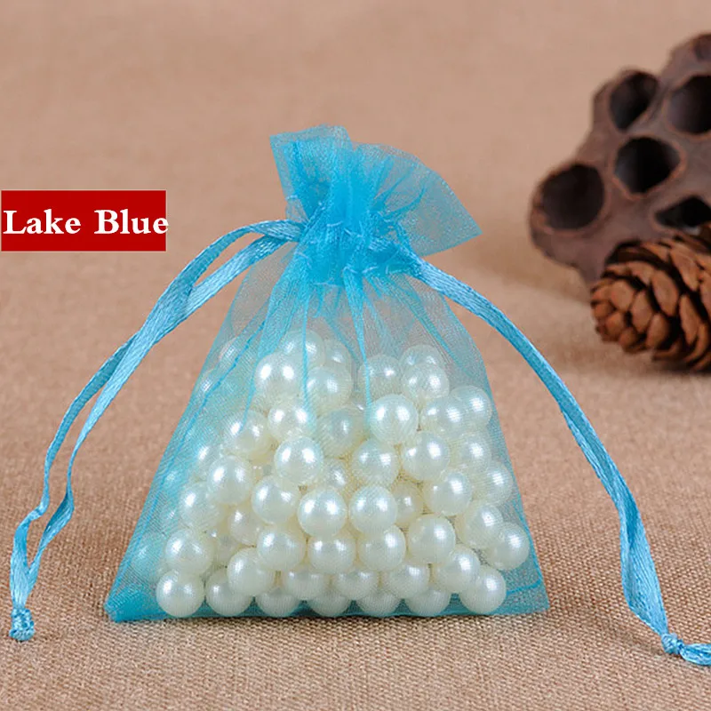 lake blue 100 шт/50 шт сумки из органзы 7x9 9x12 10x15 см свадебные украшения мешочки из органзы подарочные пакеты в ювелирной упаковке и дисплее - Цвет: lake blue