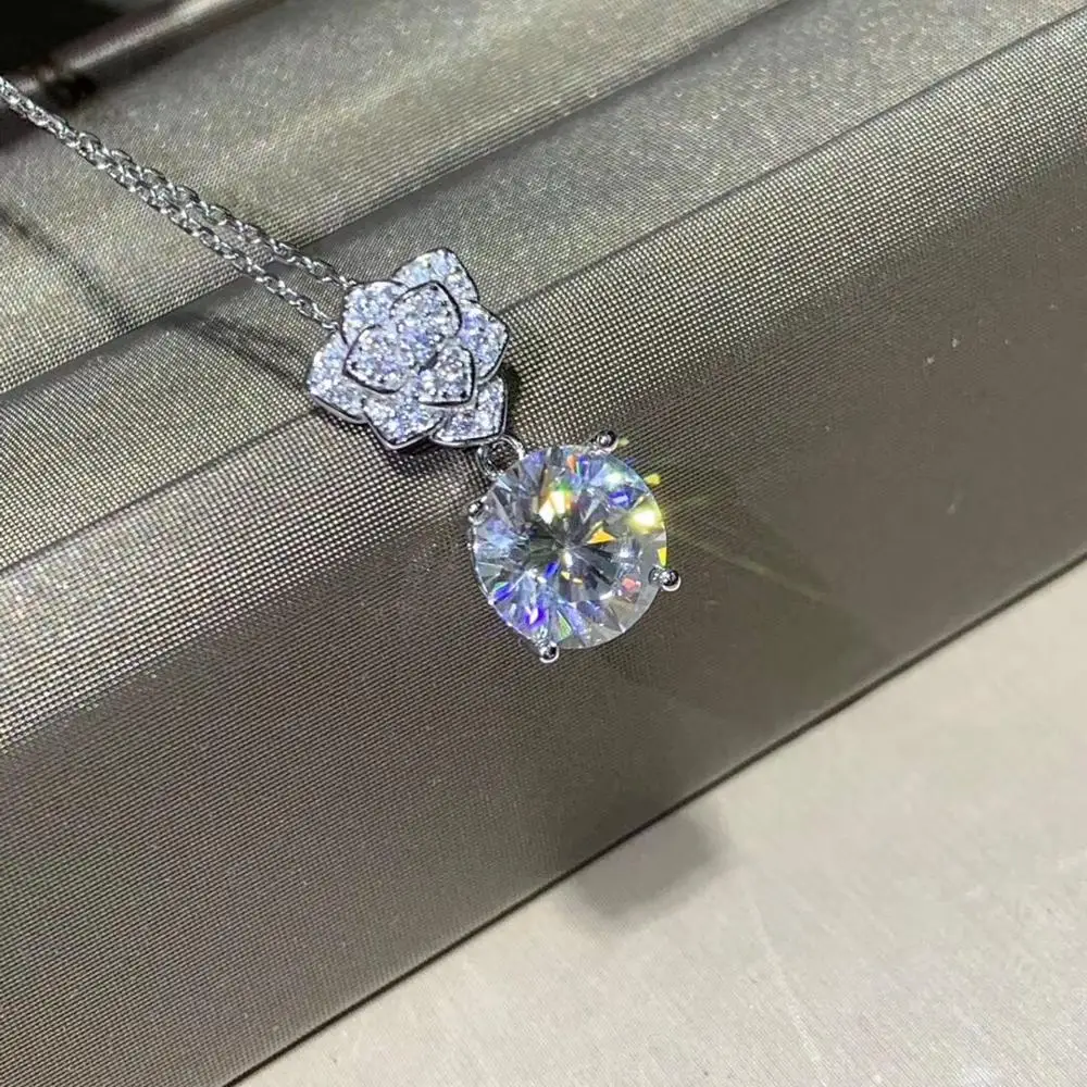 Kkmall магазин круглые серебряные Moissanite Подвески 3.00ct D VVS Роскошные Moissanite Weding подвески для женщин