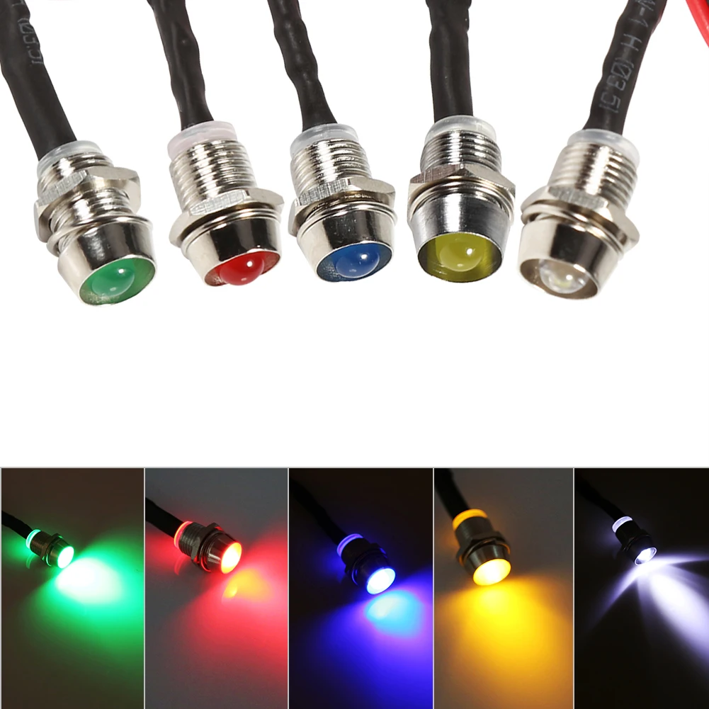 

4 Pcs 12v 8mm LED Panel Pilot Dash Warning Light Indicator Lamp Car Van