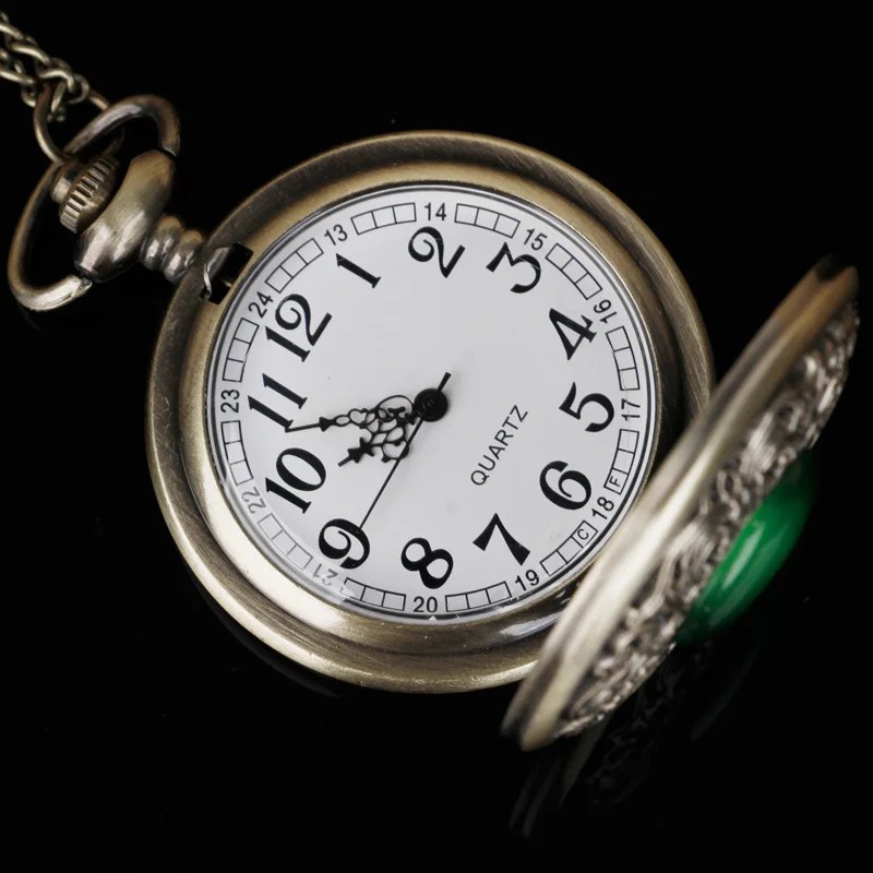 Карманные часы с подвеской украшение из бронзы имитацией нефрита и камня