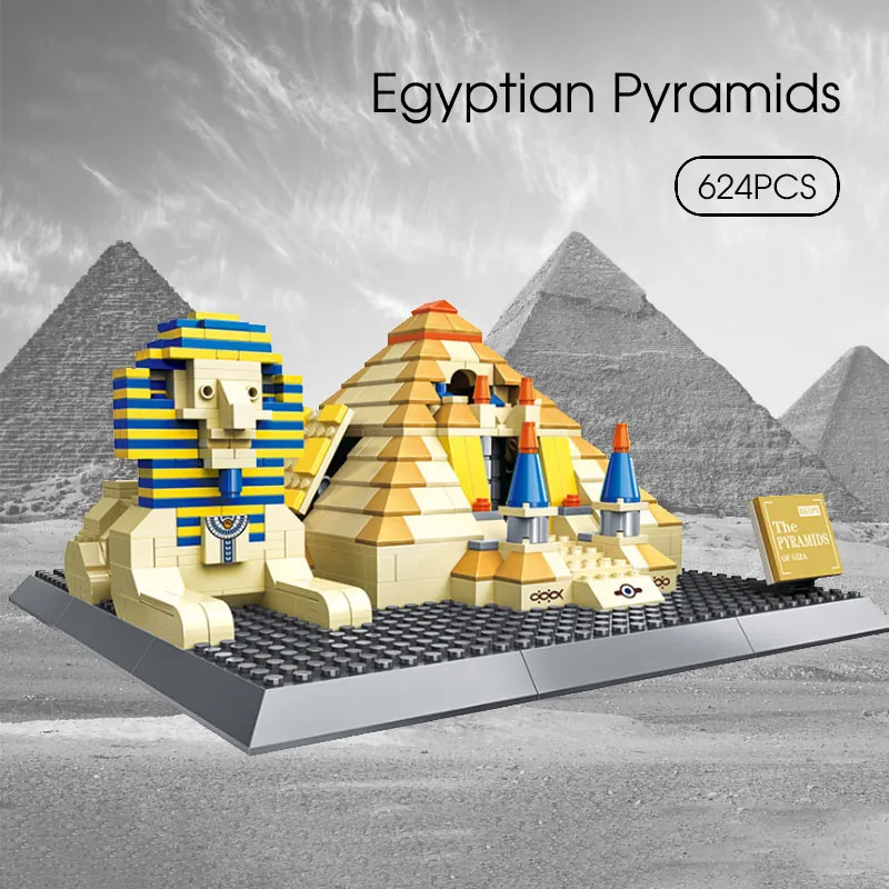 

643 шт., всемирно известная классическая архитектура, египетская пирамида, модели сфинкса, наборы строительных блоков, игрушки для мальчиков,...