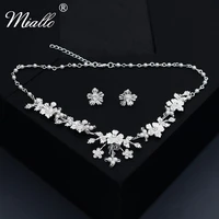 miallo bridal jewelry sets for women accessories silver color rhinestone wedding necklace and earrings set bridesmaid gifts