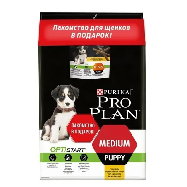 Pro Plan для щенков средних пород 1 5 кг + Лакомство Focus PRO Sticks 126 г курица|Сухой корм