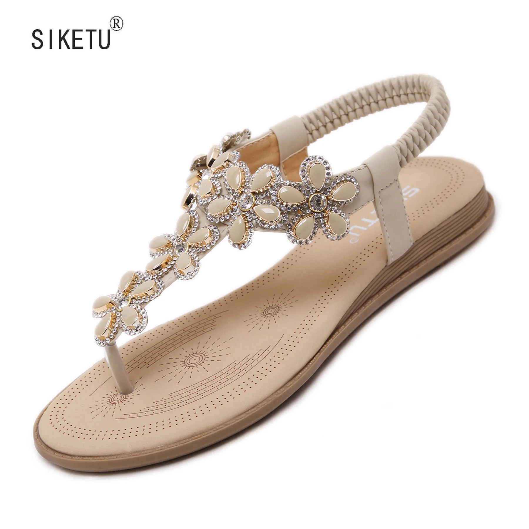 

Летние сандалии, дизайнерские туфли на плоской подошве, эластичные шлепанцы, удобные модные сандалии SIKETU, брендовая пикантная женская обувь