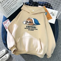 sloth hiding in quilt and coffee print hoody women street fashion hoodie with hood womens winter plus size sweatshirt female