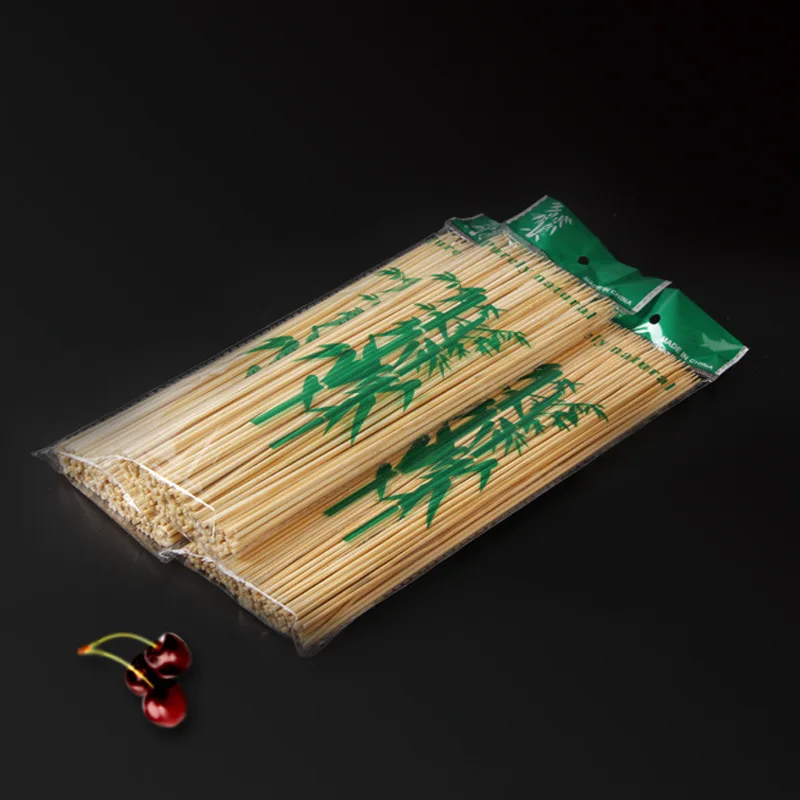 100pcs Bamboo Wooden BBQ Skewers Food Bamboo Meat Tool Barbecue Party Disposable Long Sticks Catering Grill Camping